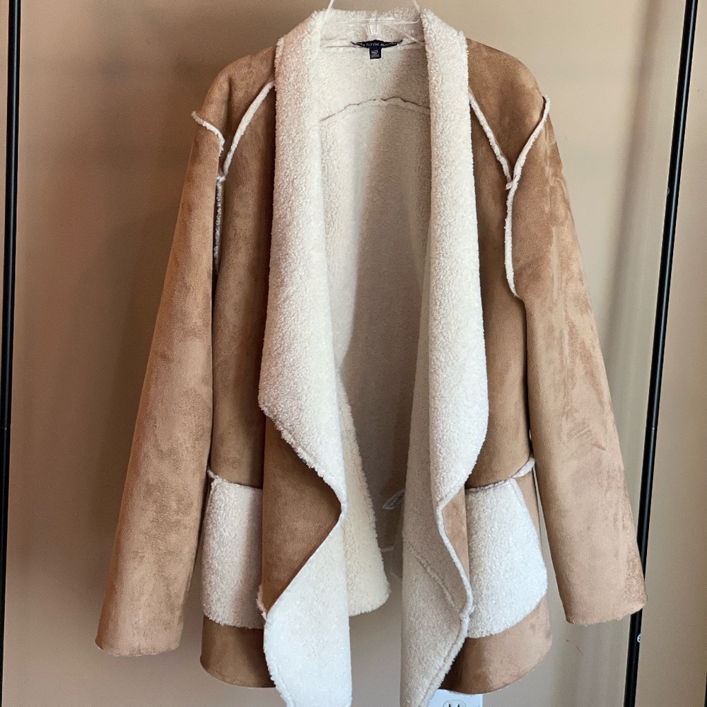 Saks Fifth Avenue Faux Shearling Tan Coat